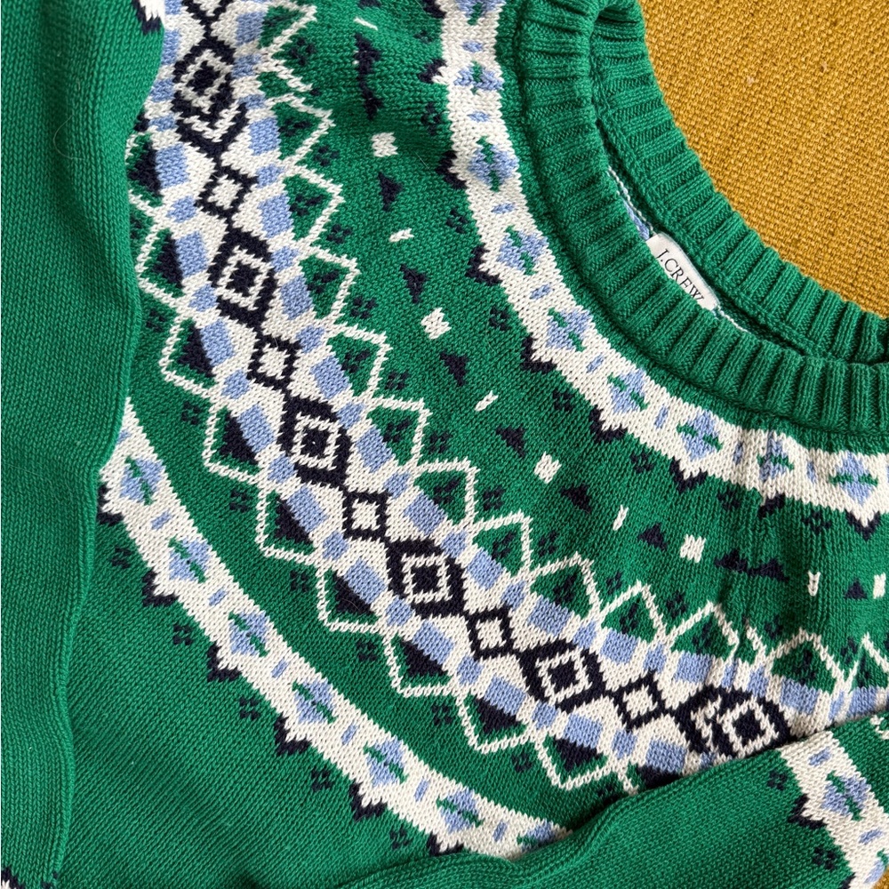 J Crew Fair Isle Green Women's Sweater